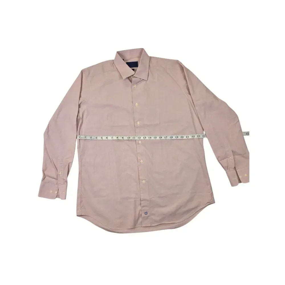 David Donahue Mens 17.5 34/35 XL Trim Fit  pink Blue Plaid